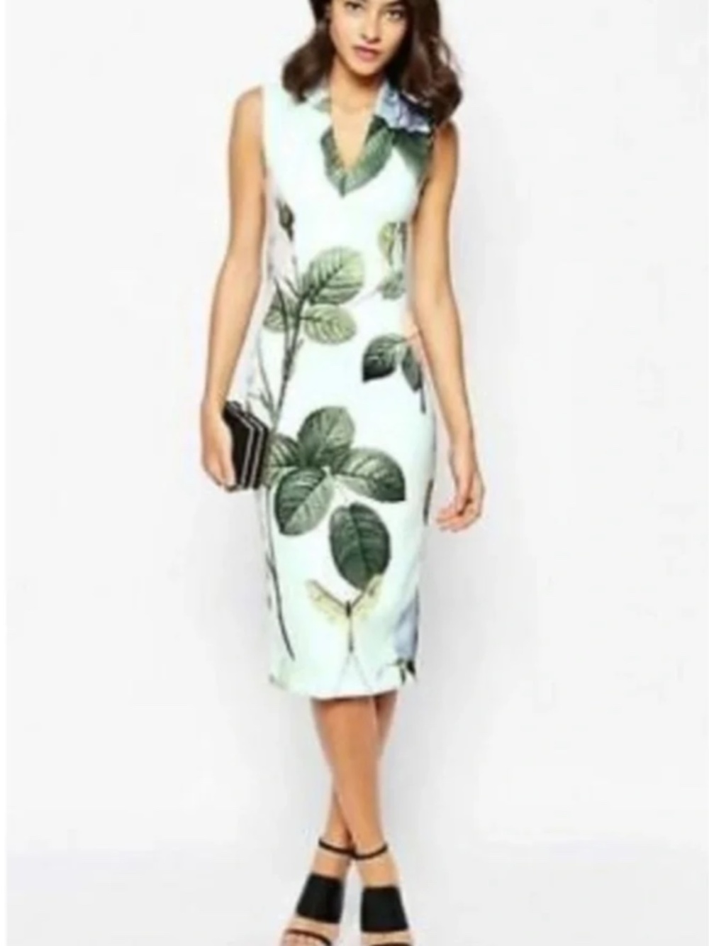 Ted Baker Ravina Mint Floral Midi Dress, Green Leaf Print, US Size 6, Ted Size 2 - Picture 7 of 8